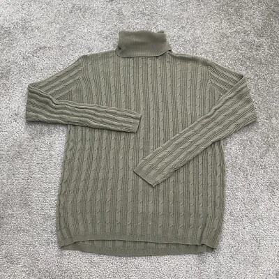 Betsy Prince Silk Turtleneck Sweater Women Small Solid Green Cable Knit Pullover - Image 1 of 4