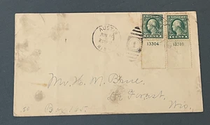 1922 LARGE TAB PLATE # STAMPS ! AUSTIN MN DUPLEX TO DE FOREST WI COVER L@@K ! - Picture 1 of 3