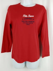 Vintage Polo Jeans Co Damen rotes Langarmshirt Größe Lg Neu mit Etikett New Old Stock - Bild 1 von 4