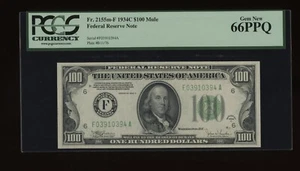 DBR 1934-C $100 Atlanta Mule Gem Fr. 2155-Fm PCGS 66 PPQ Serial F03910394A - Picture 1 of 2