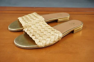 Sandalias planas informales sin cordones italianas tejido dorado Aquatalia Slide para mujer 8 - Imagen 1 de 10