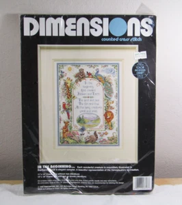 Dimensions Cross Stitch 3717 IN THE BEGINNING 11x14 “Creation” Sampler “Sealed” - Picture 1 of 5