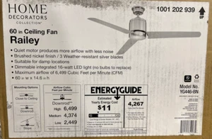 Railey 60 in. LED Indoor Brushed Nickel Ceiling Fan with Light Kit and Remote - Picture 1 of 4