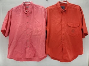 Pair Vintage Bugle Boy Men's Large Short Sleeve Button Up Casual Cotton Shirts - Picture 1 of 12