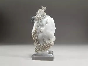 Native Silver Allargentum & Dyscrasite Crystals in White Calcite Matrix #33 - Picture 1 of 10