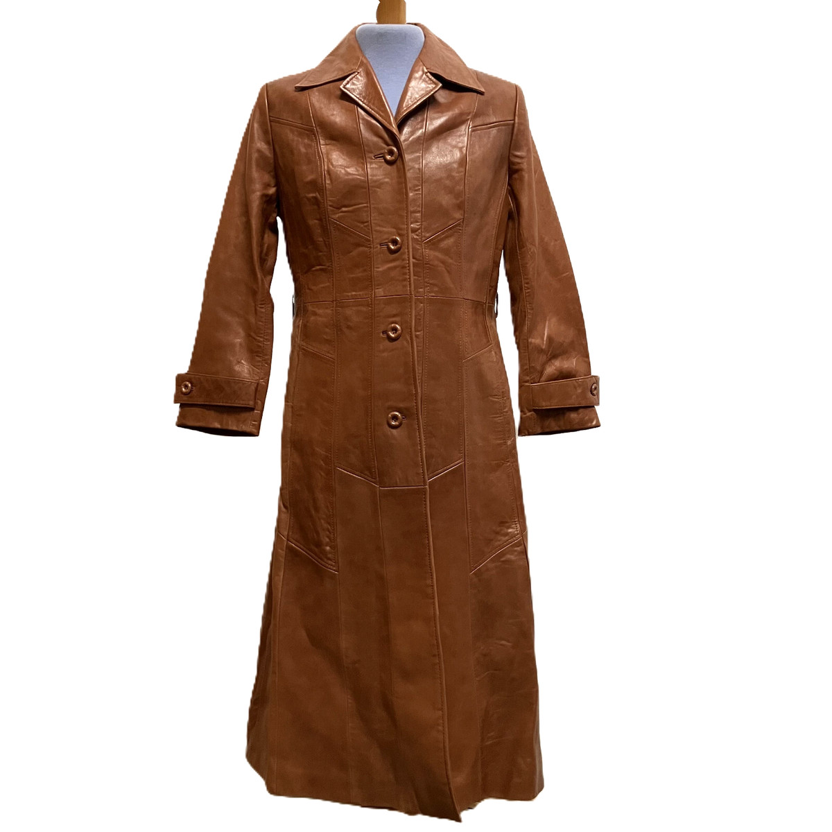 ジャケット・アウター noill vintage long leather trench coat Womens Leather Trench Coat Green M-L-XL? Long SOFT Lambskin