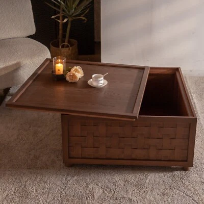 Farmhouse Coffee Table with Storage, Large Square Coffee Table for Living Room - Image 1 of 4