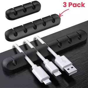 3 Pcs USB Charge Cable Holder Clips Self-Adhesive Desk Cord Management Organizer - Picture 1 of 7