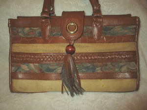 Dolce Vita~Purse Handbag~By Jackson~Braided~Tapestry~Faux Reptile~ Brown Tassel - Picture 1 of 12