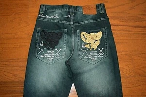 AKOO - Classic Fit Straight Leg Blue Jeans - Men Size 32 x 36 - Great Graphics - Picture 1 of 10