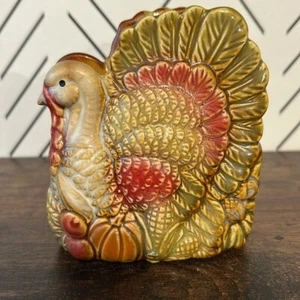 Vintage Thanksgiving Napkin Holder Turkey Ceramic Napkin Holder Fall Autumn - Picture 1 of 7