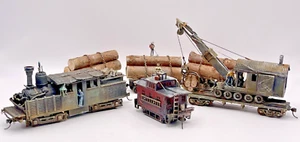 HO Athearn SW1500 custom Climax, Crane, Skeleton cars, & lighted Caboose w/smoke - Picture 1 of 20