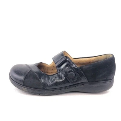 Clarks Mary Jane Comfort Flat Shoes Womens Size 7W Wide EUR 37.5 Black Leather - Image 1 of 4