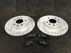 FOR MERCEDES C180 C220 C250 CDi FRONT DRILLED BRAKE DISCS & PADS + WIRES
