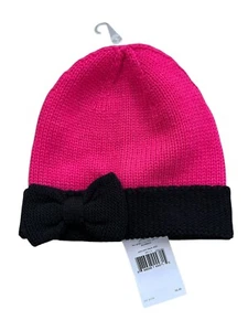 Kate Spade Bow Cuff Hat Pink Swirl/Black OSFM KS1000222 New - Picture 1 of 4