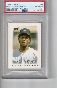 1986 Topps Mini League Leaders # 27 Rickey Henderson HOF PSA 10 - Bild 1 von 2