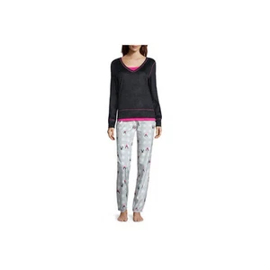 Flirtitude Fleece Pant Pajama Set Juniors Size M Black Penquin Msrp $54.00 New - Picture 1 of 1