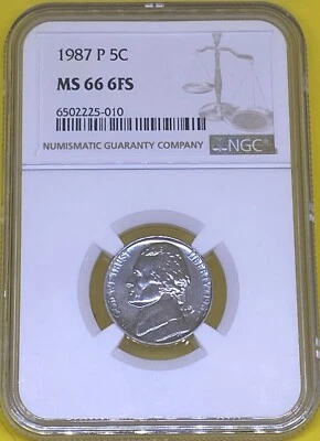 1987 P Jefferson Nickel NGC MS66 6FS - Image 1 of 4