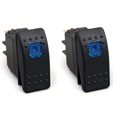 2PÇS 12V 20A impermeável LED liga/desliga barco marinho SPST 3P interruptor balancim luz azul - Imagem 1 de 4