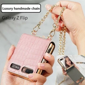 Mode Spiegel Leder Hülle mit Umhängekette für Samsung Galaxy Z Flip 4G/5G - Bild 1 von 18
