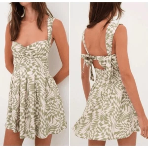 For Love and Lemons Women's S Green Leaf Print Mini Dress Summer Casual - Picture 1 of 6