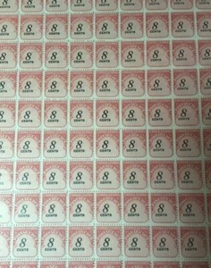 #J96  Postage Due Full Mint Sheet of 100 shining gum MNH OG 8¢ off center - Picture 1 of 1