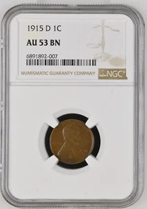 1915 D Lincoln Wheat Cent Penny NGC AU-53 BN - Picture 1 of 2