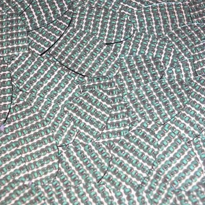Oval Sequin 1.5" Green Silver Rocaille Seed Bead Print Metallic Paillettes - Picture 1 of 2