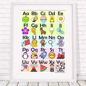 Alphabet - Learn Your ABC Chart Poster Print Size A5 to A0 **FREE DELIVERY** - Picture 1 of 14