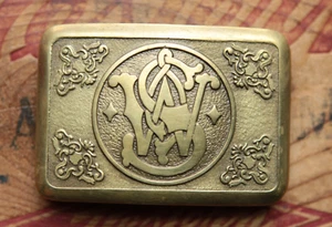 Vintage seltene handgefertigte Smith and Wesson Waffen massiv Messing Western Gürtelschnalle - Bild 1 von 3