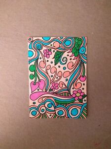 ACEO #3838 Abstract #3998 Original Contemporary Art 2.5"x3.5" Signed 2023