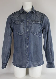 Mens Denim Shirt Size Large Fly53 Long Sleeves Button Up Article - Picture 1 of 11
