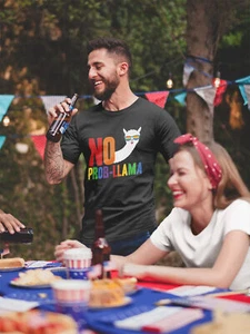 Camiseta de algodón orgánico para hombre - sin PROB-LLAMA arco iris gay divertido tonos LGBQT orgullo - Imagen 1 de 3