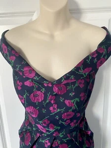 Made to measure purple navy blue black formal peplum Bardot cocktail Dress 12-14 - Picture 1 of 24