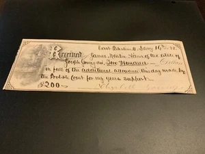 East Palestine, Ohio. ~1881 Probate Court Illustrated Antique Receipt - Picture 1 of 2