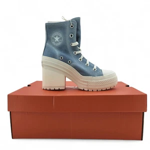 CONVERSE Chuck 70 De Luxe Heel High Womens 6 Navy Egret Denim A12042C NEW w/ Box - Picture 1 of 11