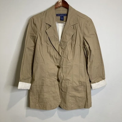Baccini Jacket Size S Women’s Cotton Tan Lined Button Up Roll Sleeve Academia - Image 1 of 4