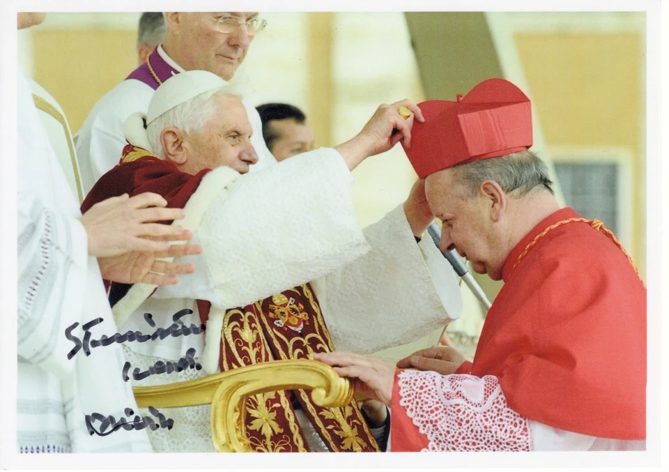Original signiertes Foto Stanislaw Cardinal Dziwisz - Kardinal Papst Benedikt - Bild 1 von 1
