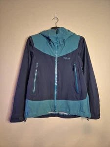 Rab Mantra Waterproof Blue Hooded Rain Shell Outdoor Coat Jacket Womens UK 12 - Picture 1 of 8