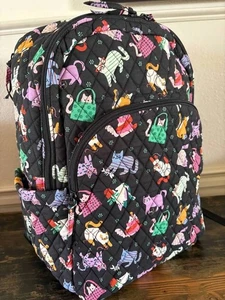 Vera Bradley Large Backpack Cotton Herding Cats Black NWT - Picture 1 of 5