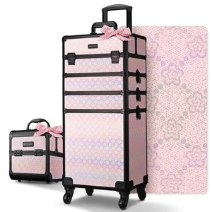 Byootique 4in1 Custodia Treno Trucco Portatile con Custodia Cubo Organizzatore Cosmetico Rosa - Foto 1 di 9
