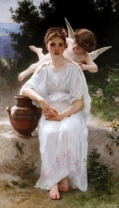 Whisperings of Love Painting by William Adolphe Bouguereau Reproduction - Picture 1 of 6