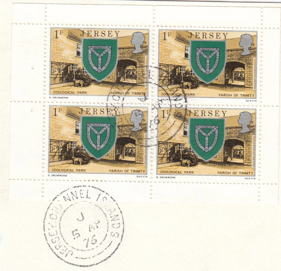 4p Booklet Pane GB Jersey 1p Used 1976 ON PIECE (151189) - Image 1 of 1