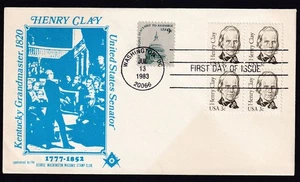 1983 Henry Clay Sc 1846 FDC Masonic cachet orator Senator statesman Whig - Picture 1 of 1
