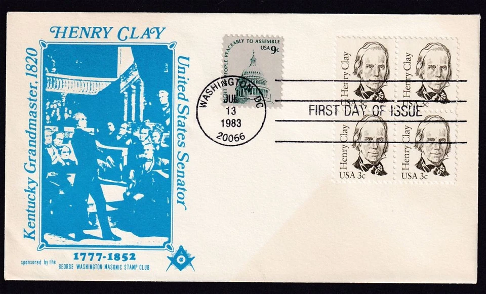 1983 Henry Clay Sc 1846 FDC Masonic cachet orator Senator statesman Whig - Image 1 of 1