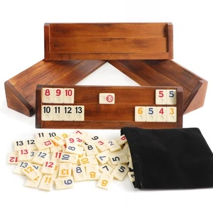 Juego Rummy Cube - Juego Rummy Grande de Lujo, con 4 Bastidores de Madera y 106 Til... - Imagen 1 de 7