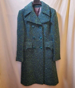 Cappotto donna vintage blu/verde lana tweed raro - Foto 1 di 20