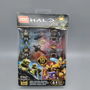 MEGA CONSTRUX HALO PRO BUILDERS UNSC MARINE DEFENSE 94 PCS 4 FIGURES IN BOX - Picture 1 of 6