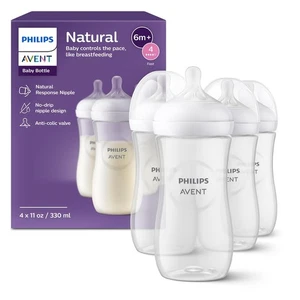 Philips Avent Natürliche Babyflaschen 11oz 4er Pack mit Fast Flow Brustwarzen SCY906/04 - Bild 1 von 9