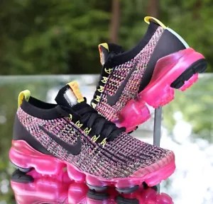 Nike Air VaporMax Flyknit 3 Women’s Size 7.5 Black Pink Blast Custom AJ6910-006 - Picture 1 of 12